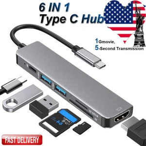 6 in 1 USB-C Type C Hub HDMI USB 2.0 3.0 HUB Adapter For MacBook Pro iPad - Picture 1 of 14