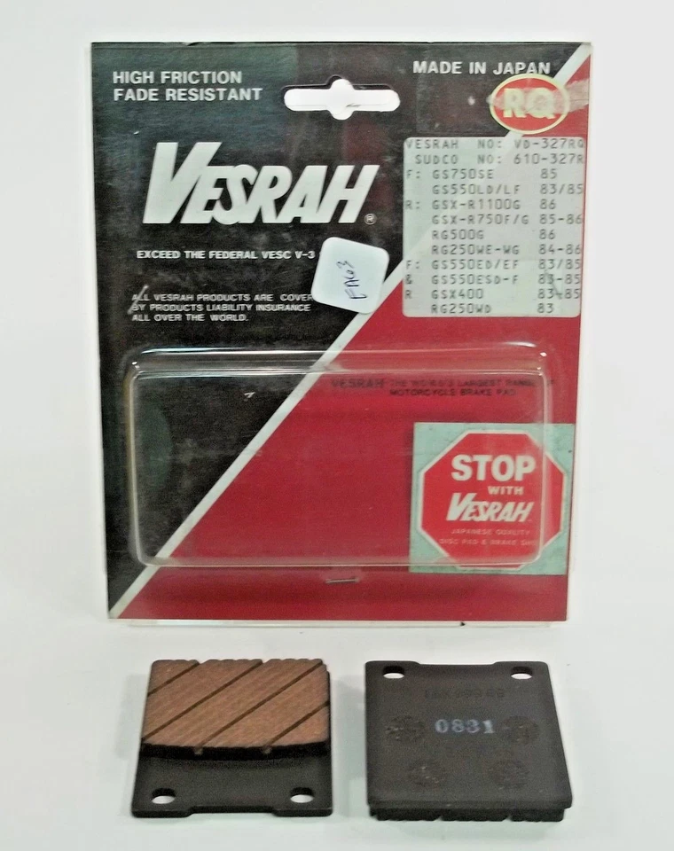 VESRAH GROOVED BRAKE PADS FA63 Suzuki GSF600 Bandit GSX-R 1100GSX750 Katana - Image 1 of 1