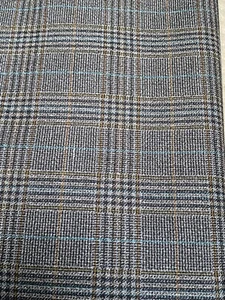 Early 20th C Worsted Wool Suiting Windowpane Check Fabric 152 cm W x 3.7 m L - Picture 1 of 7