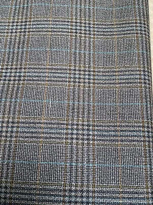 Early 20th C Worsted Wool Suiting Windowpane Check Fabric 152 cm W x 3.7 m L - Image 1 of 4