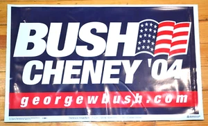 BUSH~CHENEY 2004 Presidential Election Campaign Yard Sign Red White Blue Flag 04 - Picture 1 of 3