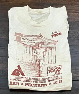 VTG 1980s Philadelphia Bar Association Race Screen Stars Tee Tshirt Large - Image 1 of 4