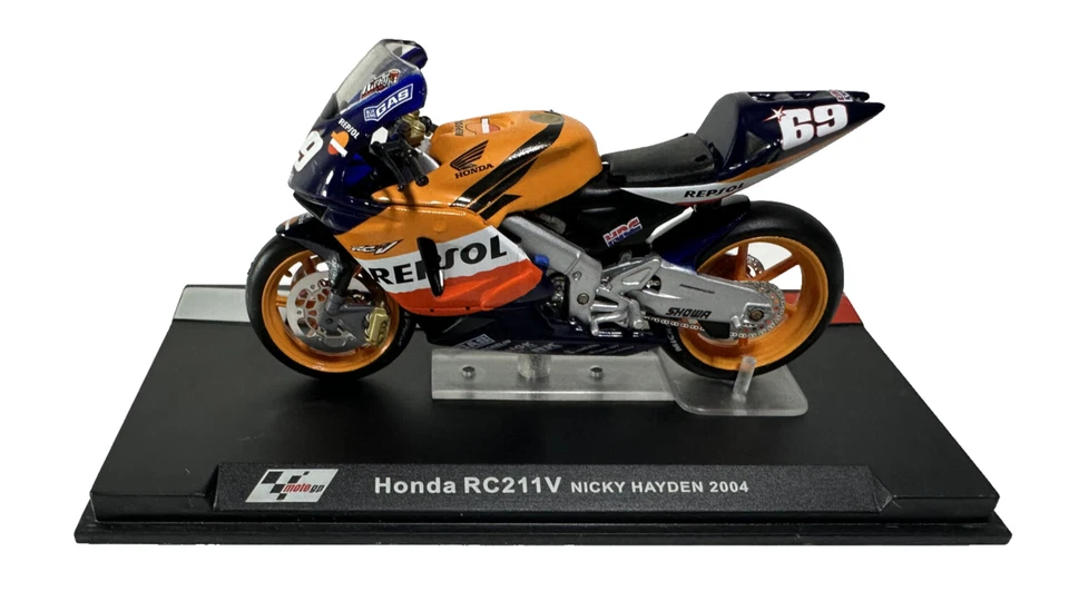 MODELLINO MOTO DIECAST HONDA RC211V NICKY HAIDEN 2004 1/24 - Immagine 1 di 4