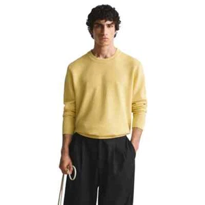 Zara Men's Square Textured Cotton Sweater Yellow Size Medium Baggy Oversized Y2K - Picture 1 of 14