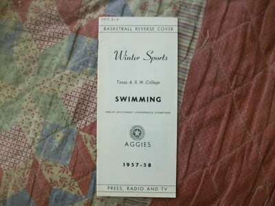 1957-58 TEXAS A&M BASKETBALL MEDIA GUIDE Yearbook SWIMMING 1958 BOB ROGERS AD - Image 1 of 4