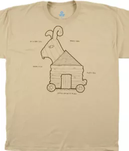 Monty Python and The Holy Grail Movie Trojan Rabbit Plans Tan T-Shirt NEW UNWORN - Foto 1 di 1