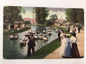 Postal antigua de Michigan de 1907 - Detroit - Belle Isle - Gran Canal - Imagen 1 de 8