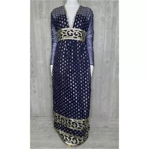 Vintage romantica by victor costs blue dress roman glitter gold detail Renaissan - Picture 1 of 8