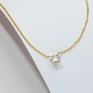 2ct Pendant Necklace Yellow Gold VVS1/D/Excellent Lab-Created Diamond Test Pass - Picture 1 of 3