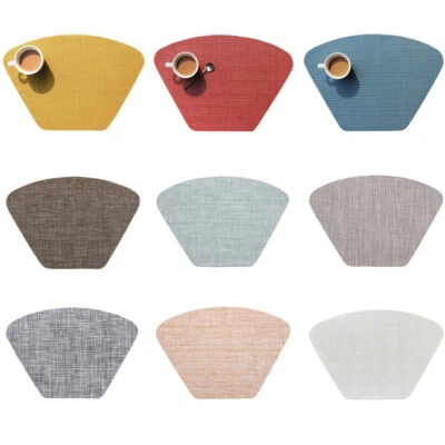 Fan-shaped Placemat Heat Insulation Pads Non-Slip Tableware Mat Coaster Pad - Image 1 of 4
