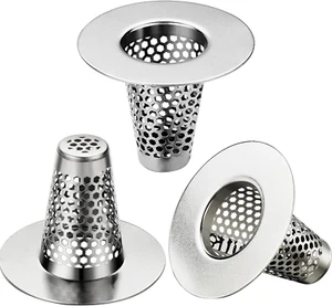 3PCS Stainless Steel Bathroom Sink Drain Strainers for 1"-1.6" Drain Holes - Picture 1 of 11