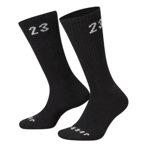 Nike Jordan Essential Crew 3 Pack Men Socks Black DA5718 010 Dri-Fit Sz M 6-8 - Picture 1 of 5