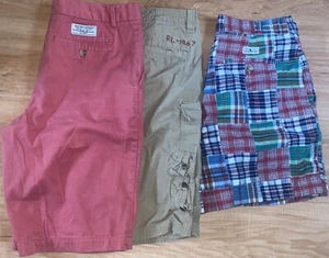 Polo Ralph Lauren Boys Shorts Lot of 3 - Madras Cargo Pony Logo Size 18/20 (XL) - Picture 1 of 5