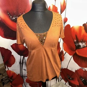 Top donna sud arancione bruciato gioiello taglia 16 - Foto 1 di 6