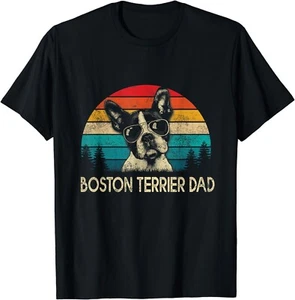 Vintage Boston Terrier Dad Shirt Dog Dad Father's Day Gift Unisex T-Shirt - Picture 1 of 3