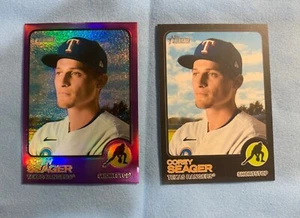 Corey Seager Lot (2) 2022 Heritage High Number Black Border SP /50 Rangers #609 - Bild 1 von 1