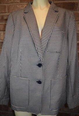 Blazer Tommy Hilfiger Talla 16 Negro Blanco Cuadros 2 Botones 1 Bolsillo Parche Ventilación Usado en Excelente Condición Foto 1 de 4