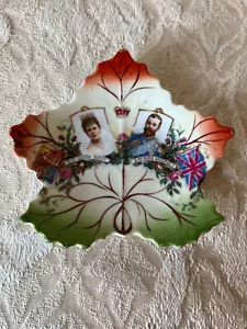 Piatto commemorativo Re Giorgio V e Regina Maria piccolo foglia 4 1/4" - Foto 1 di 3