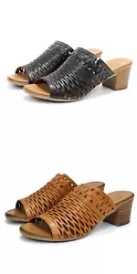 Spring Step Women's Anika Open Toe Heeled Leather Slide Sandals - Picture 1 of 22