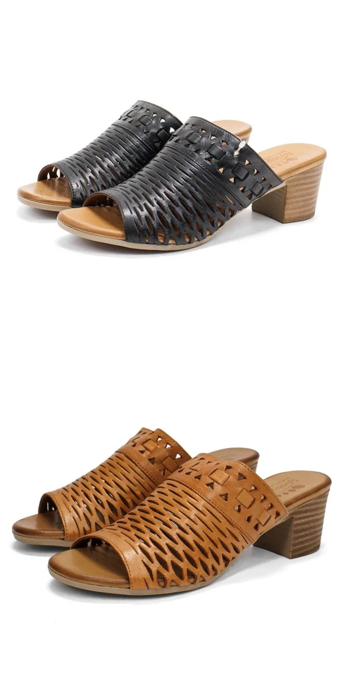 Spring Step Women's Anika Open Toe Heeled Leather Slide Sandals - Image 1 of 1