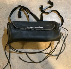 Vintage Harley Davidson Black Leather Tool Bag 11x5" - Picture 1 of 7