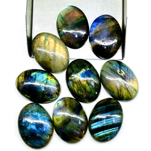 9 Stck. Natürlicher Labradorit 24-25 mm Auffällig Lose Cabochon Edelsteine Posten - Bild 1 von 13