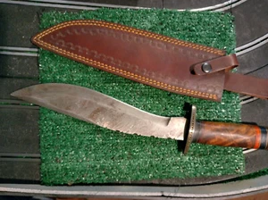 HandMade Forged Damascus Steel Hunting Knife With Nice Leather Sheath - Picture 1 of 2