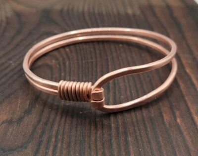 Brazalete grueso de cobre macizo crudo gancho y bucle, alta calidad y unisex Foto 1 de 4