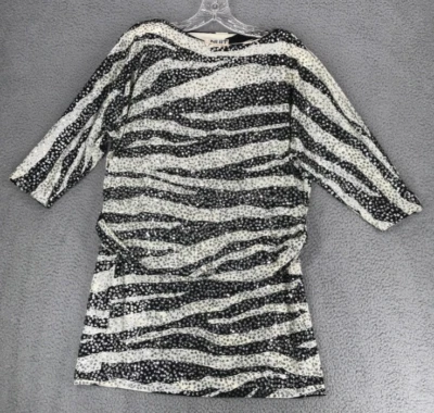 Vintage Nuit 2 pc Glam Party Top y falda Talla 10 Estampado de cebra con lentejuelas brillantes Foto 1 de 4