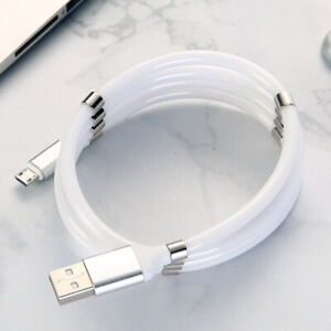 New Magnetic Self Winding Micro USB Fast Charging Data Charger Cable Lead Cord