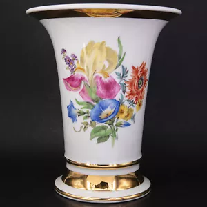 19,4 cm - Große Vintage Meissen 1. Wahl Trichtervase 541 Blumenbouquet - Bild 1 von 11