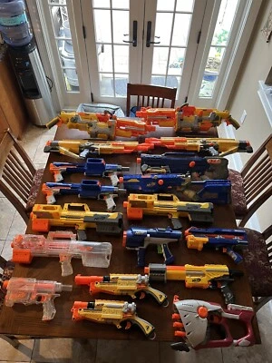Huge Nerf Gun Lot! Over 15 Guns/ Semi And Automatic W/ Tons Of Accessories! - Image 1 of 4