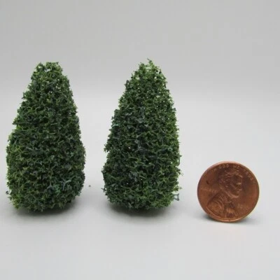 Dollhouse Miniature Outdoor 1 1/2" Border Evergreen Bush Set of 2 T1215DB - Image 1 of 2