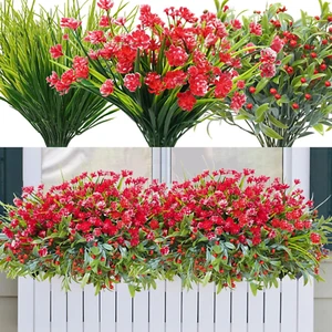36 Pcs UV Resistant Artificial Flowers for Outdoor Garden Decor (Mixed Red) - Picture 1 of 13