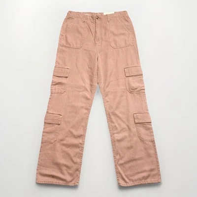 ANA высоты винтажный прямой грузовой брюки Sz 14 розовый Flowy богемное лето новый - Изображение 1 из 4