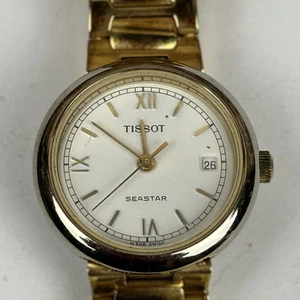 TISSOT N500A SEASTAR QUARTZ 24MM GOLD-PLATED WATCH  -  *AS-IS FOR PARTS* #59274 - Picture 1 of 5