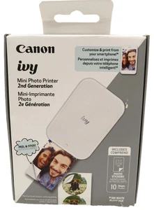 Mini impresora fotográfica Canon Ivy segunda generación blanco puro con 10 hojas de papel fotográfico - Imagen 1 de 2