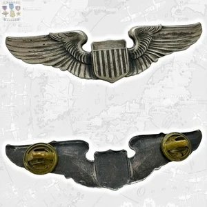 WWII ARMY AIR CORPS PILOT WINGS BADGE 3” SIZE INSIGNIA STERLING 18G. WW2 #381 - Picture 1 of 8