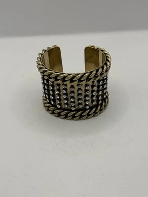 J.Crew Brass/Gold Tone Rhinestone Studs Cuff Bracelet - Image 1 of 4