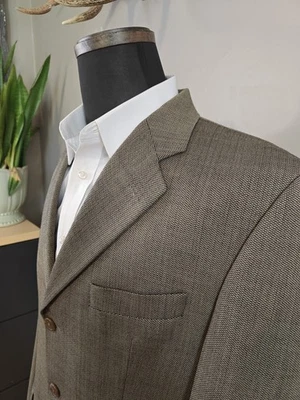 🇺🇲 Vtg Chaps Mens 40R Beige Black 3 Button Wool Sports Coat - Image 1 of 4