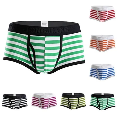 Boxer uomo intimo cotone slip comodo righe per uso quotidiano - Immagine 1 di 4