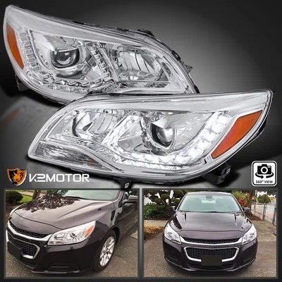 Fits 2013-2015 Chevy Malibu LED Strip Projector Headlights Lamp Left+Right 13-15 Foto 1 de 4