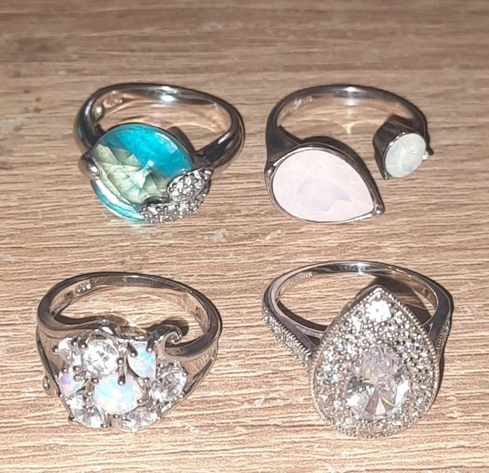Konvolut 925er Silberringe mit echten Edelsteinen, Gr.18, teils neuwertig. - Bild 1 von 4
