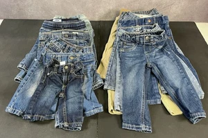 Lot of 22 Kids Toddlers Denim & Khaki Pants Jeans Cotton Mixed Brands & Sizes - Picture 1 of 11
