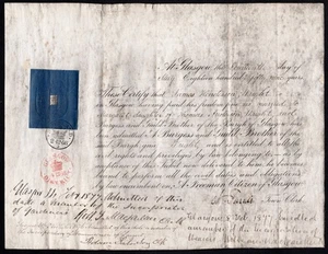 1858 Glasgow Freeman & Guild Brother Certificate - Burgess Ticket to Carpenter - Picture 1 of 2