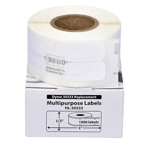 DYMO 30333 Direct Thermal Multipurpose Labels (1/2" x 1") - (3) Rolls of 1,000 - Picture 1 of 8