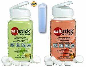 SaltStick FASTCHEWS® Variety 2-Pack - 60 Count Bottles with free Race Ready Tube