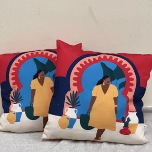 BE ROOTED Set of Two Morocco Pillows 16”x 16” - Picture 1 of 7