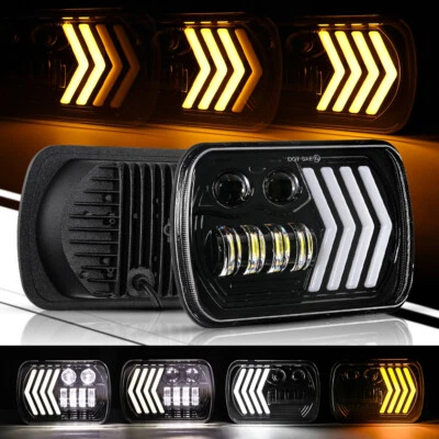 Par de faros LED para Jeep Cherokee XJ 1984-2001 Wrangler YJ 1986-1995 5x7" 7x6 Foto 1 de 4