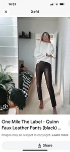 One Mile Quinn Faux Leather Pants Size 8 - Picture 1 of 2